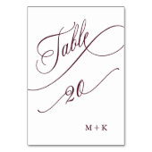 Numéro De Table Mariage de calligraphie de luxe de Bourgogne numér (Dos)