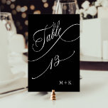 Numéro De Table Mariage de calligraphie de luxe numéro 13, noir<br><div class="desc">Tableau 13. Veuillez vérifier tous les numéros disponibles. | Luxe et élégante calligraphie tourbillonnant numéro de table mariage avec vos initiales. Pour une personnalisation plus avancée de cette conception,  cliquez sur le BOUTON OUTIL DESIGN BLEU ci-dessus !</div>