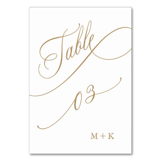 Numéro De Table Mariage de calligraphie de luxe Or numéro 3, (Par défaut)