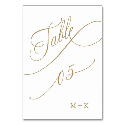Numéro De Table Mariage de calligraphie de luxe Or numéro 5, (Par défaut)