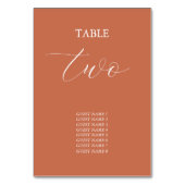 Numéro De Table Mariage de calligraphie de script élégant en terre (Dos)