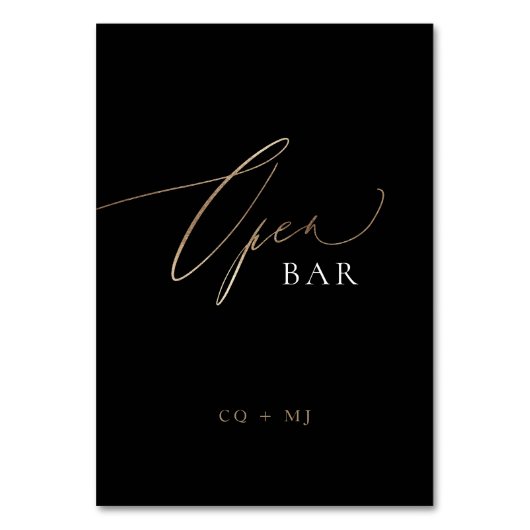 Numéro De Table Mariage de calligraphie en or noir OUVERT Panneau (Par défaut)
