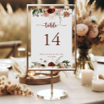 Numéro De Table Mariage de calligraphie florale couleur or rustiqu<br><div class="desc">Ce mariage de calligraphie florale couleur or rustique est parfait pour un mariage simple. Le design est composé de marsala peinte à la main, de rose, de rougeur, de bordeaux et de fleurs dorées avec des feuilles verts disposés en de belles couronnes. Il s'agit d'un numéro de table recto-verso. Ajoutez...</div>