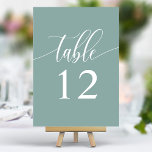 Numéro De Table Mariage de calligraphie minimaliste Turquoise Dust<br><div class="desc">Guidez vos invités à leurs sièges avec ces élégants numéros de table turquoise poussiéreux pour mariage. Avec un design minimaliste et une calligraphie moderne, ces numéros de table ajoutent une touche de sophistication à votre réception de mariage. La typographie arrière - plan douce et propre et élégante assure une lisibilité...</div>