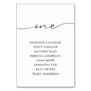 Numéro De Table Mariage de calligraphie noire moderne Table 1