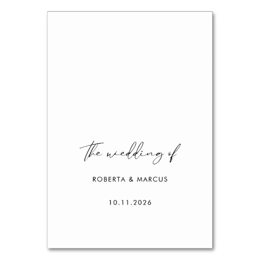 Numéro De Table Mariage de calligraphie noire moderne Table trois (Dos)