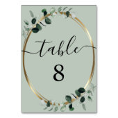 Numéro De Table Mariage de calligraphie romantique Eucalyptus Gold (Dos)