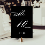 Numéro De Table Mariage de calligraphie romantique numéro 10, noir<br><div class="desc">Tableau 10. Veuillez vérifier tous les numéros disponibles. | Numéro de table de mariage de calligraphie tourbillonnant romantique et élégant avec monogrammes. Pour une personnalisation plus avancée de cette conception,  cliquez sur le BOUTON OUTIL DESIGN BLEU ci-dessus !</div>