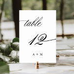 Numéro De Table Mariage de calligraphie romantique numéro 12,<br><div class="desc">Tableau 12. Veuillez vérifier tous les numéros disponibles. | Numéro de table de mariage de calligraphie tourbillonnant romantique et élégant avec monogrammes. Pour une personnalisation plus avancée de cette conception,  cliquez sur le BOUTON OUTIL DESIGN BLEU ci-dessus !</div>