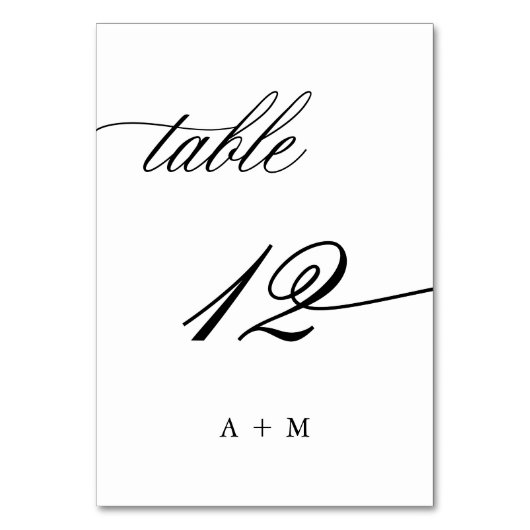 Numéro De Table Mariage de calligraphie romantique numéro 12, (Par défaut)
