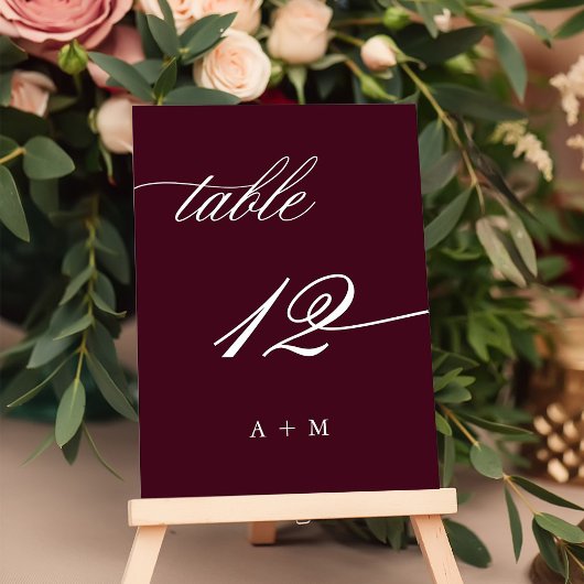Numéro De Table Mariage de calligraphie romantique numéro 12, Bour