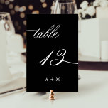 Numéro De Table Mariage de calligraphie romantique numéro 13, noir<br><div class="desc">Tableau 13. Veuillez vérifier tous les numéros disponibles. | Numéro de table de mariage de calligraphie tourbillonnant romantique et élégant avec monogrammes. Pour une personnalisation plus avancée de cette conception,  cliquez sur le BOUTON OUTIL DESIGN BLEU ci-dessus !</div>