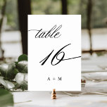 Numéro De Table Mariage de calligraphie romantique numéro 16,<br><div class="desc">Tableau 16. Veuillez vérifier tous les numéros disponibles. | Numéro de table de mariage de calligraphie tourbillonnant romantique et élégant avec monogrammes. Pour une personnalisation plus avancée de cette conception,  cliquez sur le BOUTON OUTIL DESIGN BLEU ci-dessus !</div>