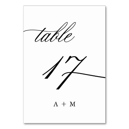 Numéro De Table Mariage de calligraphie romantique numéro 17, (Par défaut)