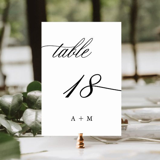 Numéro De Table Mariage de calligraphie romantique numéro 18,