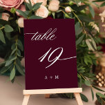 Numéro De Table Mariage de calligraphie romantique numéro 19, Bour<br><div class="desc">Tableau 19. Veuillez vérifier tous les numéros disponibles. | Numéro de table de mariage de calligraphie tourbillonnant romantique et élégant avec monogrammes. Pour une personnalisation plus avancée de cette conception,  cliquez sur le BOUTON OUTIL DESIGN BLEU ci-dessus !</div>