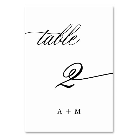 Numéro De Table Mariage de calligraphie romantique numéro 2, (Par défaut)