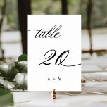 Numéro De Table Mariage de calligraphie romantique numéro 20,<br><div class="desc">Tableau 20. Veuillez vérifier tous les numéros disponibles. | Numéro de table de mariage de calligraphie tourbillonnant romantique et élégant avec monogrammes. Pour une personnalisation plus avancée de cette conception,  cliquez sur le BOUTON OUTIL DESIGN BLEU ci-dessus !</div>