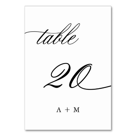 Numéro De Table Mariage de calligraphie romantique numéro 20, (Par défaut)