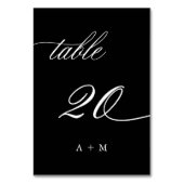 Numéro De Table Mariage de calligraphie romantique Numéro 20, Noir (Dos)