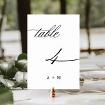 Numéro De Table Mariage de calligraphie romantique numéro 4,<br><div class="desc">Tableau 4. Veuillez vérifier tous les numéros disponibles. | Numéro de table du mariage de calligraphie tourbillonnant romantique et élégant avec initiales. Pour une personnalisation plus avancée de cette conception,  cliquez sur le BOUTON OUTIL DESIGN BLEU ci-dessus !</div>