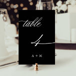 Numéro De Table Mariage de calligraphie romantique numéro 4, noir<br><div class="desc">Tableau 4. Veuillez vérifier tous les numéros disponibles. | Numéro de table du mariage de calligraphie tourbillonnant romantique et élégant avec initiales. Pour une personnalisation plus avancée de cette conception,  cliquez sur le BOUTON OUTIL DESIGN BLEU ci-dessus !</div>