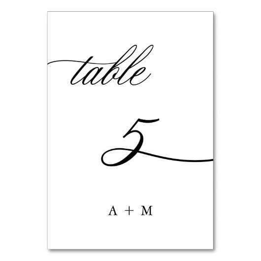 Numéro De Table Mariage de calligraphie romantique numéro 5, (Par défaut)