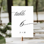 Numéro De Table Mariage de calligraphie romantique numéro 6,<br><div class="desc">Tableau 6. Veuillez vérifier tous les numéros disponibles. | Numéro de table de mariage de calligraphie tourbillonnant romantique et élégant avec monogrammes. Pour une personnalisation plus avancée de cette conception,  cliquez sur le BOUTON OUTIL DESIGN BLEU ci-dessus !</div>
