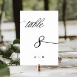 Numéro De Table Mariage de calligraphie romantique numéro 8,<br><div class="desc">Tableau 8. Veuillez vérifier tous les numéros disponibles. | Numéro de table de mariage de calligraphie tourbillonnant romantique et élégant avec monogrammes. Pour une personnalisation plus avancée de cette conception,  cliquez sur le BOUTON OUTIL DESIGN BLEU ci-dessus !</div>