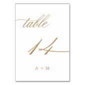 Numéro De Table Mariage de calligraphie romantique or numéro 14, (Dos)