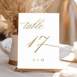 Numéro De Table Mariage de calligraphie romantique or numéro 17,<br><div class="desc">Tableau 17. Veuillez vérifier tous les numéros disponibles. | Numéro de table de mariage de calligraphie tourbillonnant romantique et élégant avec monogrammes. Pour une personnalisation plus avancée de cette conception,  cliquez sur le BOUTON OUTIL DESIGN BLEU ci-dessus !</div>