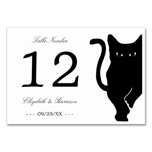 Numéro De Table Mariage de chat noir Whimsical moderne (Dos)