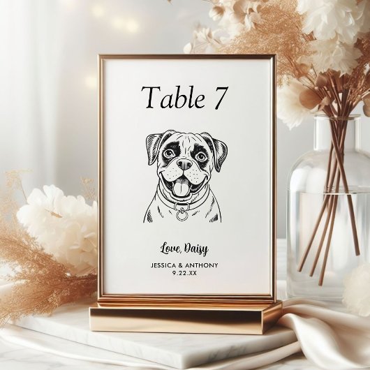 Numéro De Table Mariage de chien simple noir et blanc