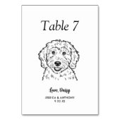 Numéro De Table Mariage de chien simple noir et blanc (Dos)