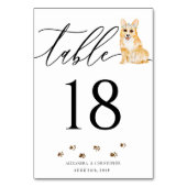 Numéro De Table Mariage de chiot Corgi Calligraphie Signature (Dos)