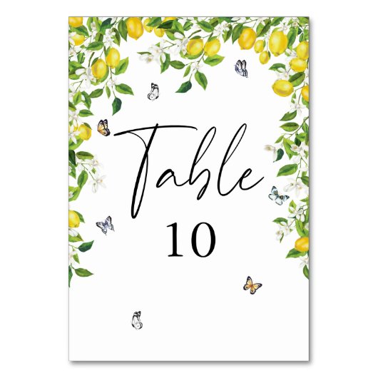 Numéro De Table Mariage de citron d'été (Dos)