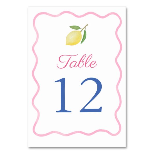 Numéro De Table Mariage de citron vert rose moderne (Dos)