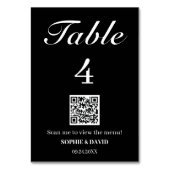 Numéro De Table Mariage de code QR noir et blanc (Dos)
