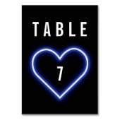 Numéro De Table Mariage de coeur bleu néon (Dos)