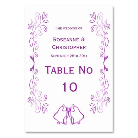 Numéro De Table Mariage de conception de défilement de cloches vio (Par défaut)