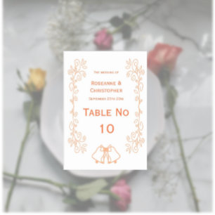 Numéro De Table Mariage de conception de défilement des cloches
