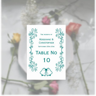 Numéro De Table Mariage de conception turquoise pour le défilement