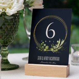 NUMÉRO DE TABLE MARIAGE DE COULEUR D'EAU EN FEUILLE VERT MARINE