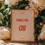 Numéro De Table Mariage de couleurs rétro minimaliste<br><div class="desc">Mariage minimaliste des couleurs rétro Numéro de tableau. Ajoutez votre date de mariage,  vos noms de mariée et de mariée et vos numéros de table à la carte. Veuillez envoyer un message au concepteur si vous souhaitez apporter des modifications à la conception.</div>