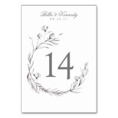 Numéro De Table Mariage de couronne blanc chic gris (Dos)