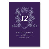 Numéro De Table Mariage de couronne de coeur d'argent violet (Dos)