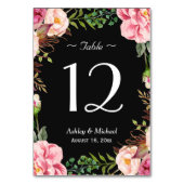 Numéro De Table Mariage de couronne de fleurs rose romantique Numé (Dos)