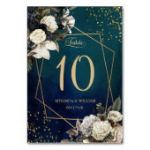 Numéro De Table Mariage de couronne d'or floral romantique (Dos)