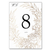 Numéro De Table Mariage de couronnes florales blanc et or haut de (Dos)