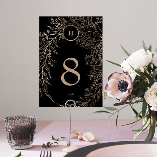 Numéro De Table Mariage de couronnes personnalisées Elegant Black 